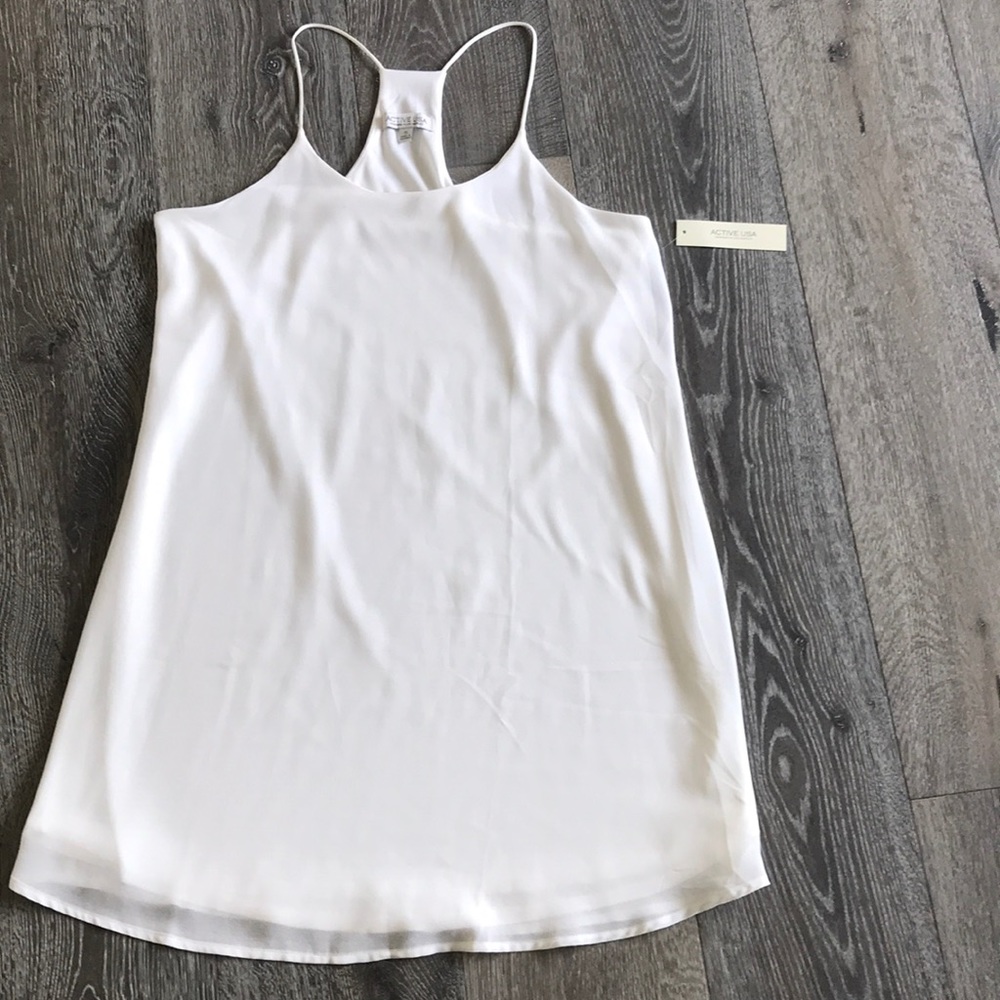 White mini slip dress